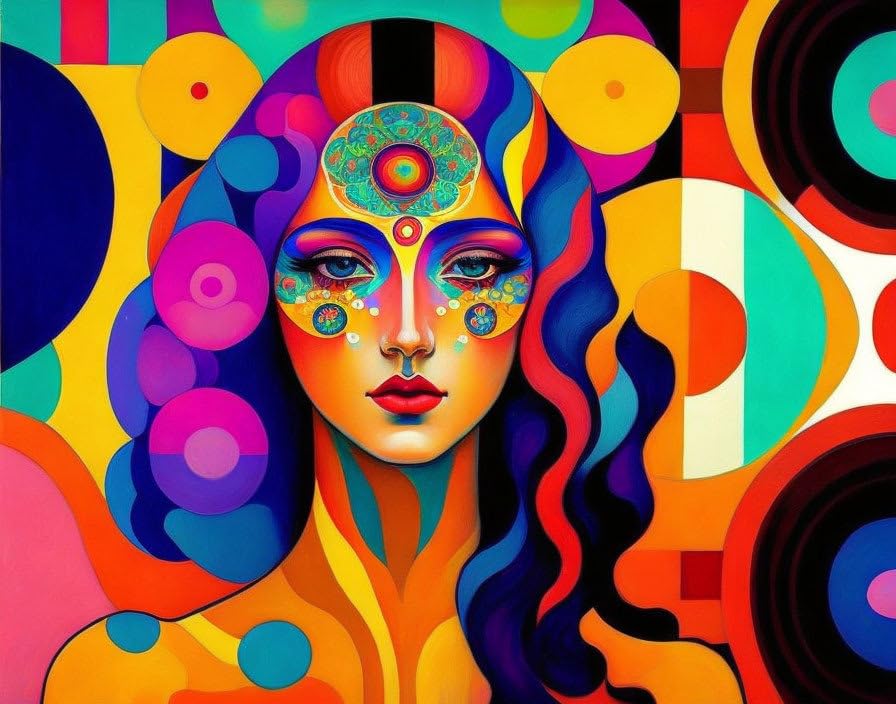 Toile d'art Fille aux yeux kaléidoscope SERENDIPITP 58 x 90 cm de qualité