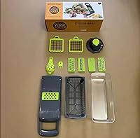 Vista 5 de Veggie slicer 16 pieces (Gray, 1) 16 pieces hand operated vegetable slicer, veggie chopper, food chopper, onion cutter.