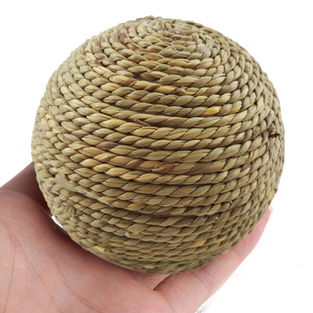Zahoken Rabbit Ball - Natural Grinding Grass Balls - Rabbit Supplies for Molar Care Play Roll Teeth Indoor Outdoor Patio Garden Backyard Farm Forage Feeder Home Play