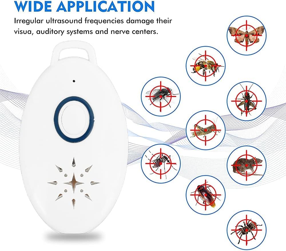 Repellente antiparassitario ad ultrasuoni portatile, ricaricabile USB, portata 3 m, senza prodotti chimici, protezione pulci zecche zanzare, animali domestici cani gatti, anti-zanzara