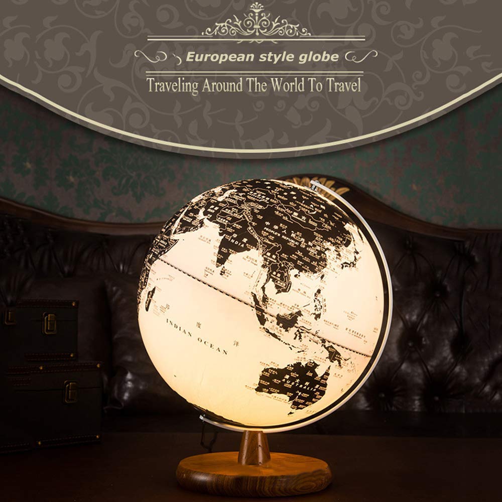 Amazon.co.jp: 地球儀 地球儀 ランプ 照明付き地球儀 木製ベース 現代