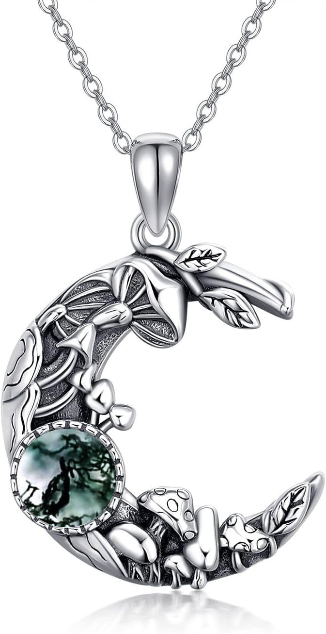 YAFEINISterling Silver Phoenix Necklace with Mushroom Pendant - Women's Jewelry Gift