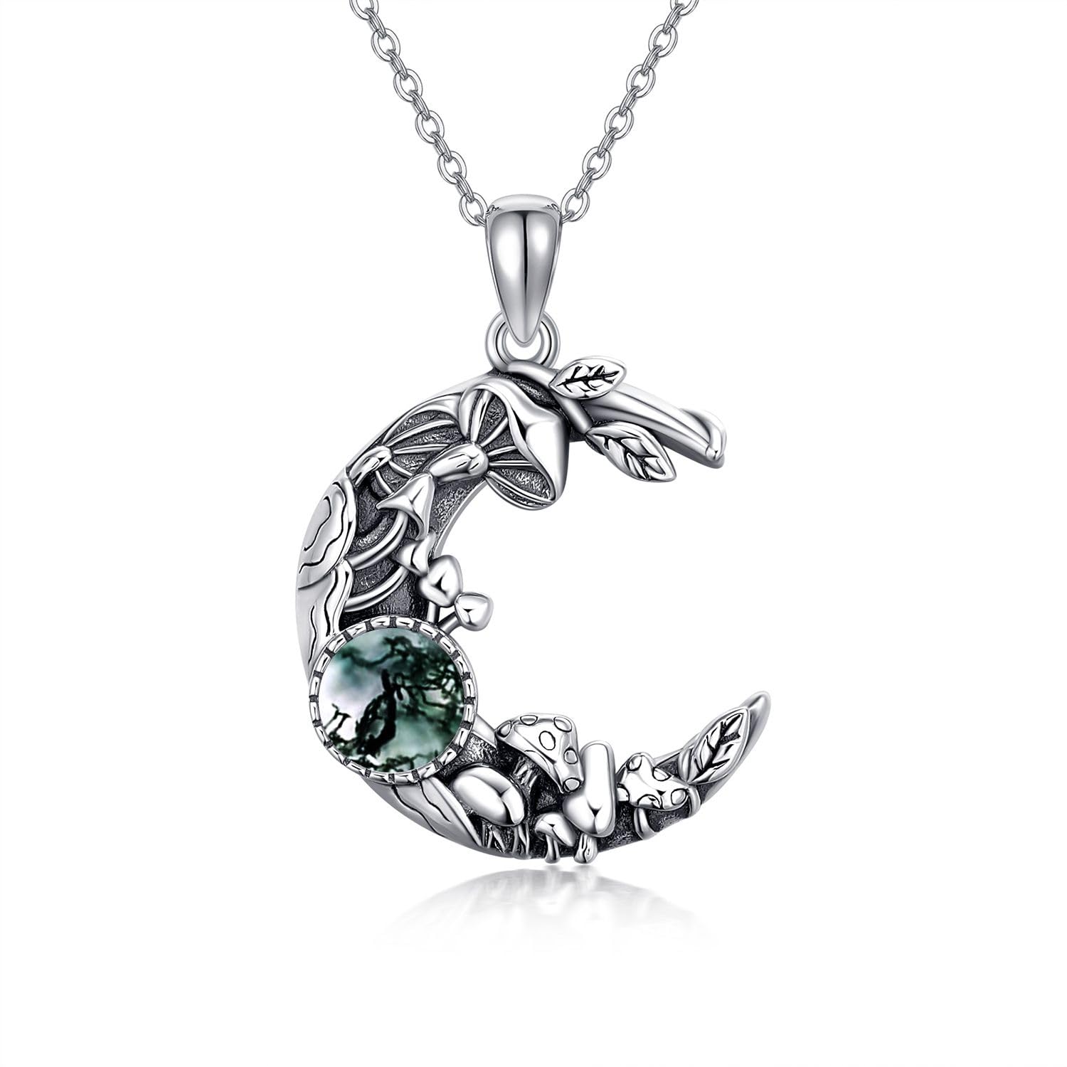 YAFEINISterling Silver Phoenix Necklace with Mushroom Pendant - Women's Jewelry Gift