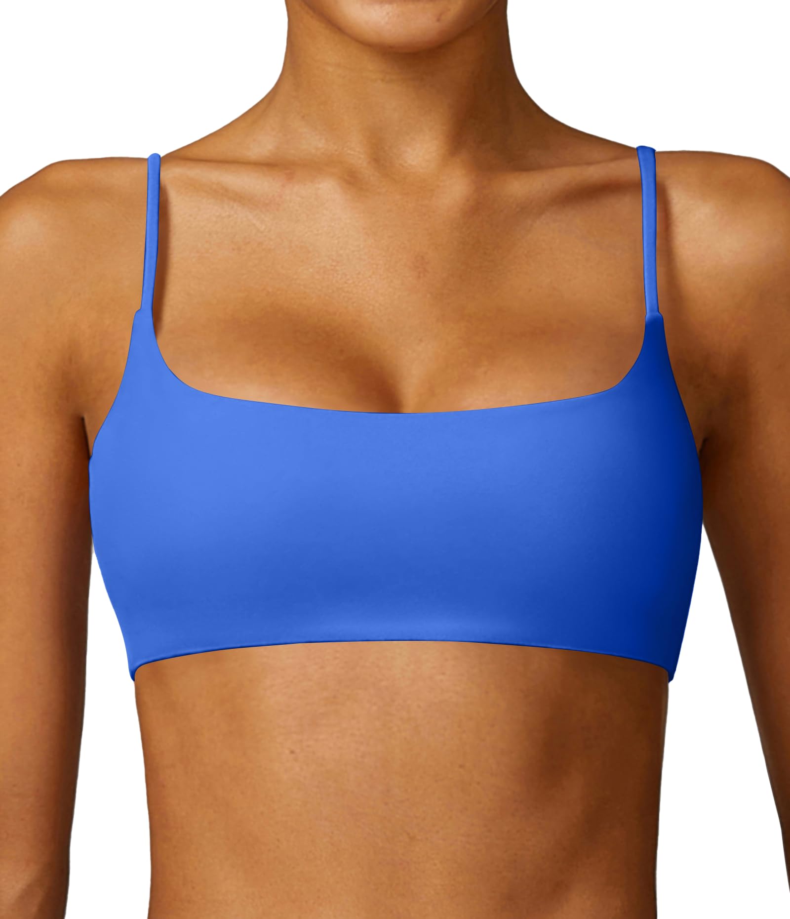 Comper Womens Sports Bra with Thin Straps Stretchy Wirefree Workout Bras Lightweight Workouts Bralette with Removable Pads
