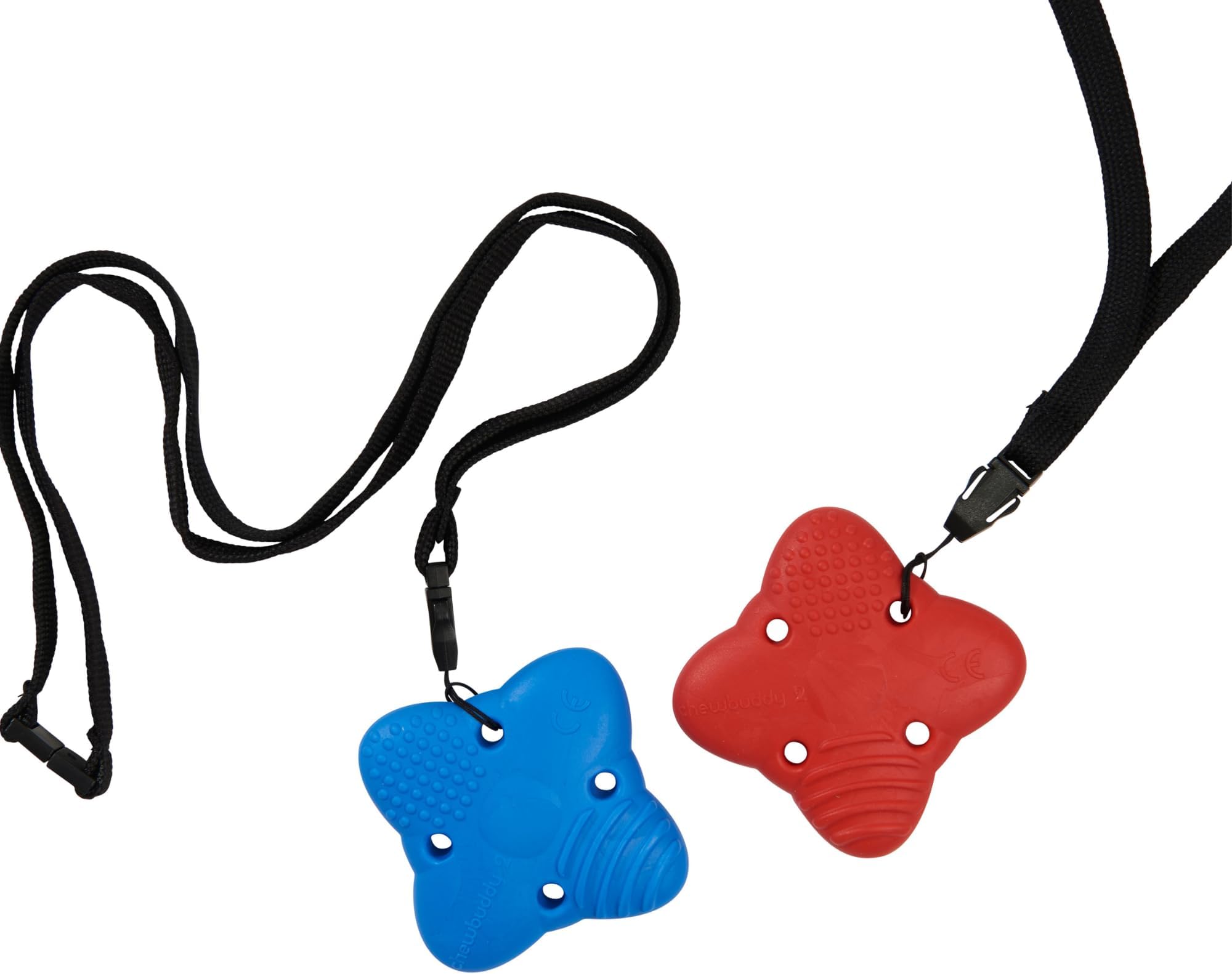 Chewbuddy Sensory Direct Super & Lanyards - Pack of 2, Sensory Toy for a Fidget, Chew or Teething Aid | For Kids, Adults, Autism, ADHD, ASD, SPD, Oral Motor or Anxiety Needs | Blue & Red
