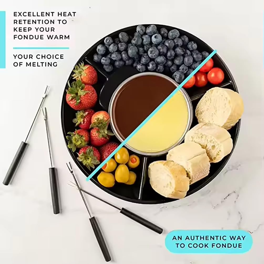 Machine à Fondue Au Chocolat, Kit De Fondue Au Chocolat avec 4 Fourchettes en Acier, Ensemble De Casseroles à Fondue Au Chocolat électrique, Contrôle De La Température, Machine à Fontaine à Chocolat