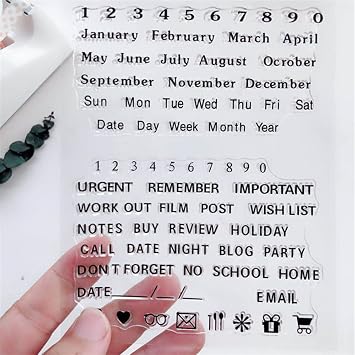 Calendar Week Month Memorandum Clear Stamps Transparent Silicone Stamp Album Cards Rubber Stamp for Card Making Decoration and DIY Scrapbooking
