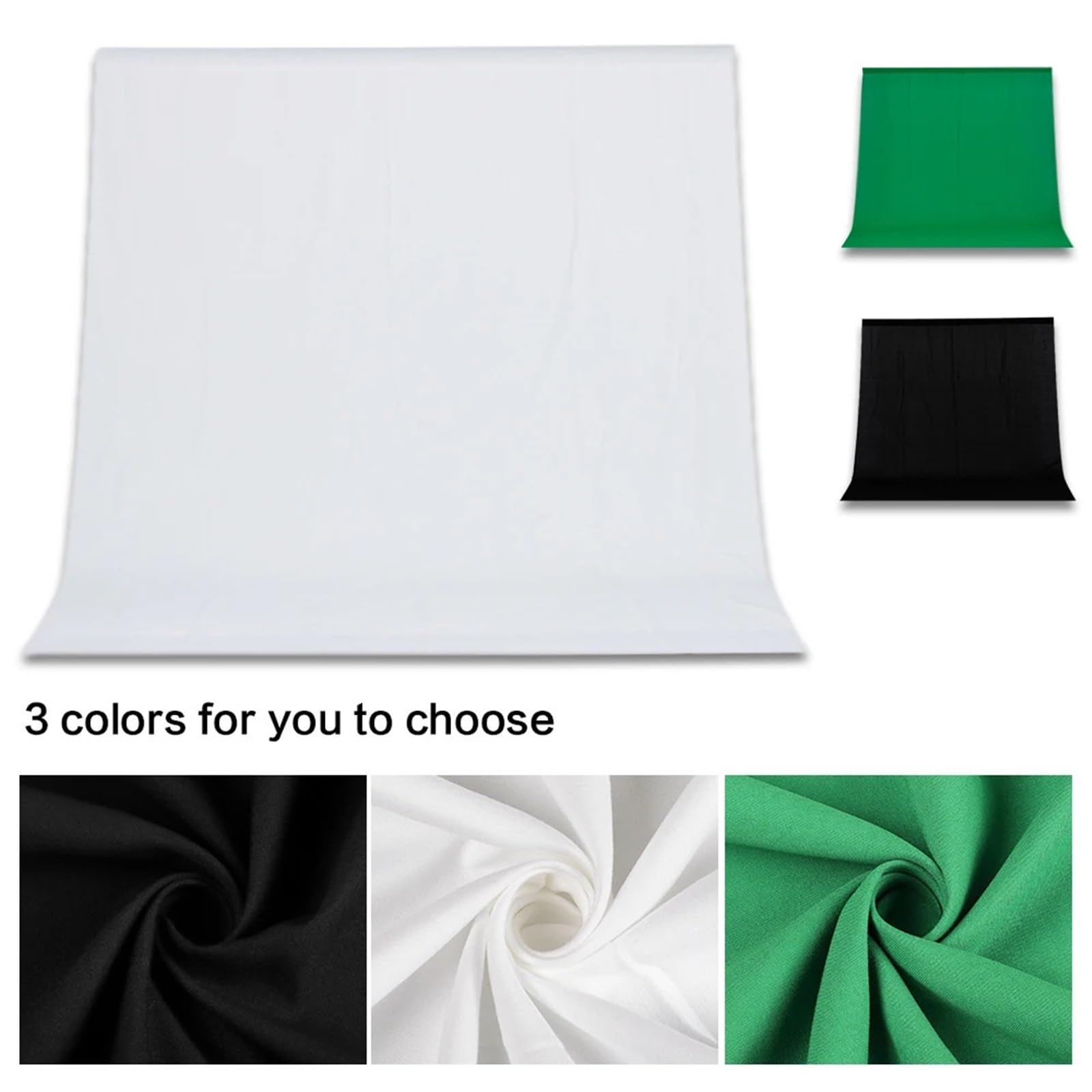 Fondo Verde Fondo de Tela Negro Blanco Verde Color algodón Textil Muselina Foto Fondos Estudio fotografía Pantalla(White,1600x3000mm)