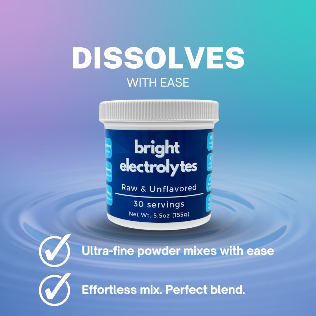 Bright Hydration Electrolyte Powder - Raw & Natural - No Added Flavors, Zero Sugar - Sea Salt, Himalayan Pink Salt, Magnesium & Potassium - Medium 5.5 oz Jar — Amazon image 6