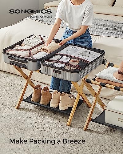 SONGMICS Luggage Rack, Set of 2, Folding Suitcase Stand