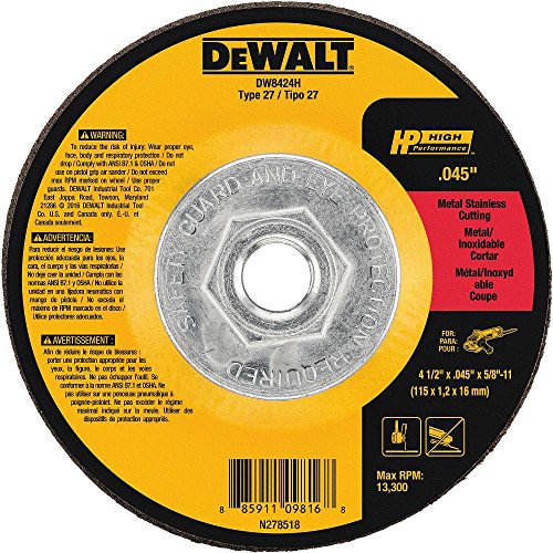 DEWALT DW8424H 4-1/2-Inch by 0.045-Inch by 5/8-Inch to 11-Inch Metal Cutting Wheel, Pack of 1
