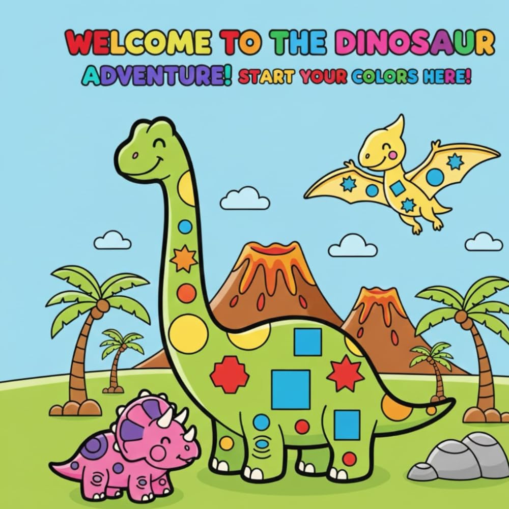 Cute Dinosaurs Adventures coloring book for Kids: Educational coloring pages with dinosaurs intended for ages 2-7