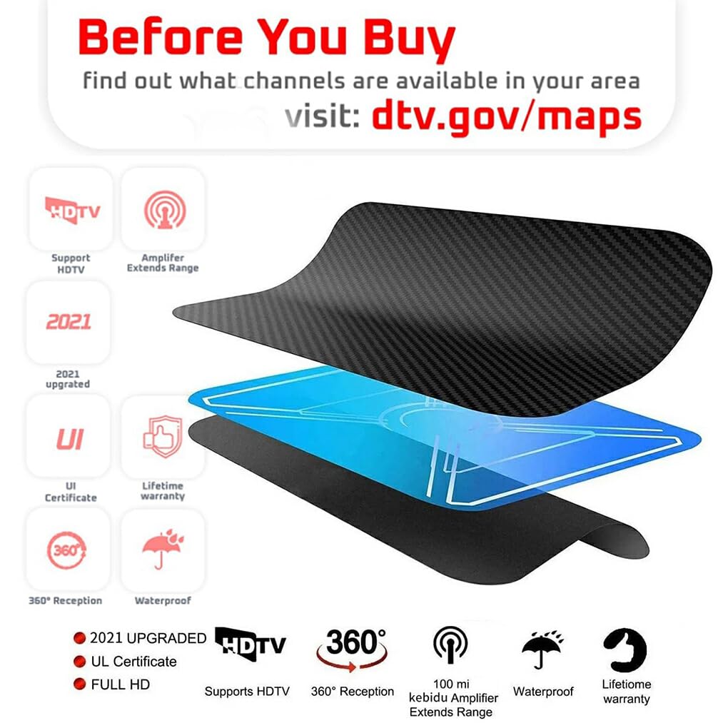 Antenna Digitale TV 4K HD Con Amplificatore: 3600 Miglia Di Ricezione, 13FT Cavo