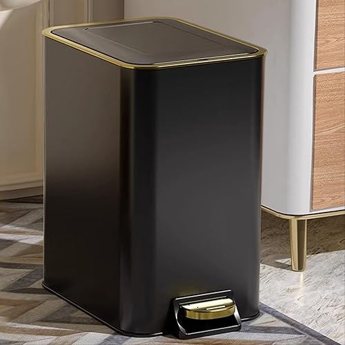 Miniatura 1 de Aupekro Basurero de baño con tapa de cierre suave, 3.1 galones de acero inoxidable con cepillo de inodoro, cubo de basura rectangular con cubo