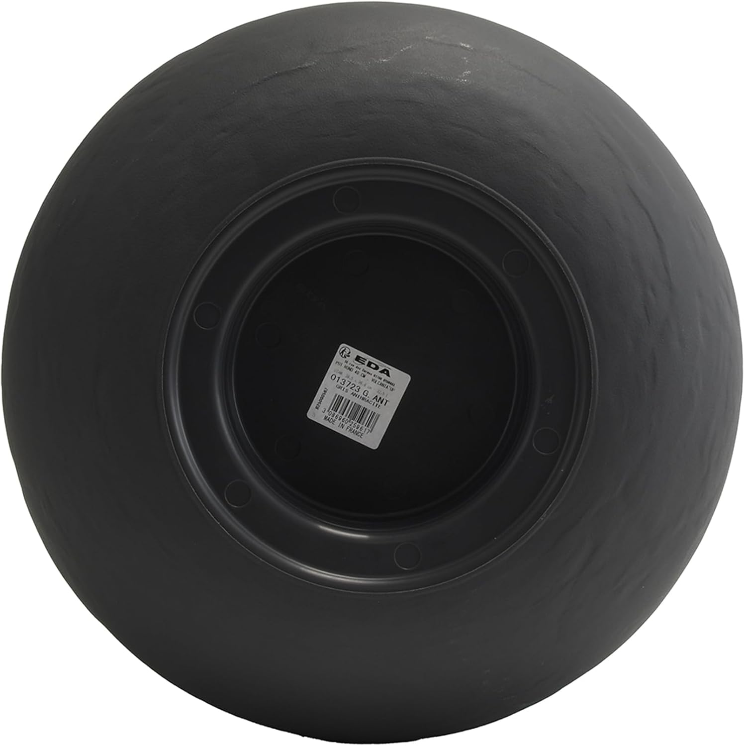 EDA - Volcania'Up Round Pot 40 cm 32.5 L - Imitation Stone Decor - Single Wall - Water Retention Zone - Diameter 38.5 x Height 36.8 cm - Charcoal Grey
