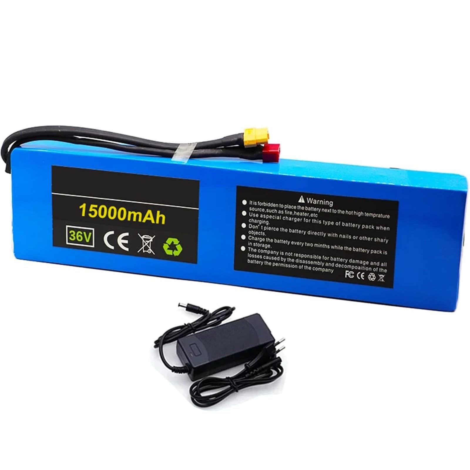 10S3P 36V 15Ah Lithium ION Battery Pack,li-ION Battery,Built in 15a BMS,with and Charger,for 100W-500W Electric Scooter Ebike Bicycle XT60