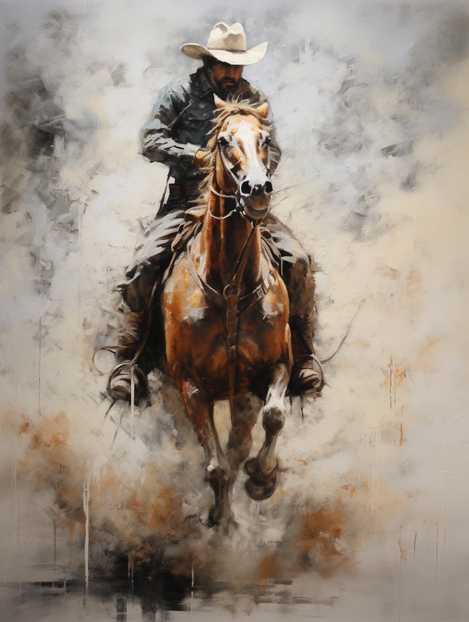 DIY Stamped Cross Stitch Kits for Beginners Easy Western Cowboy Riding Horse 11CT Needlepoint Embroidery Counted Cross Stitch Kits Art Craft Wall Decoration and Gift 30x40cm(13)