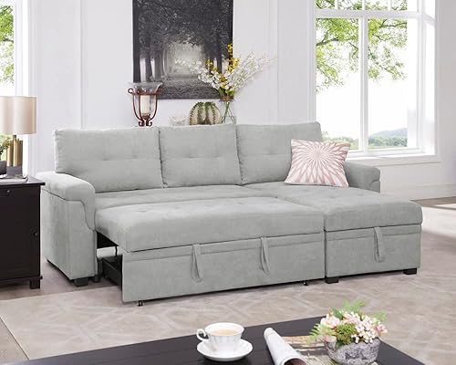 Miniatura 5 de Naomi Home Sofá convertible de 85 pulgadas con almacenamiento, sofá reversible en forma de L con diván, cómodos sofás seccionales para sala de