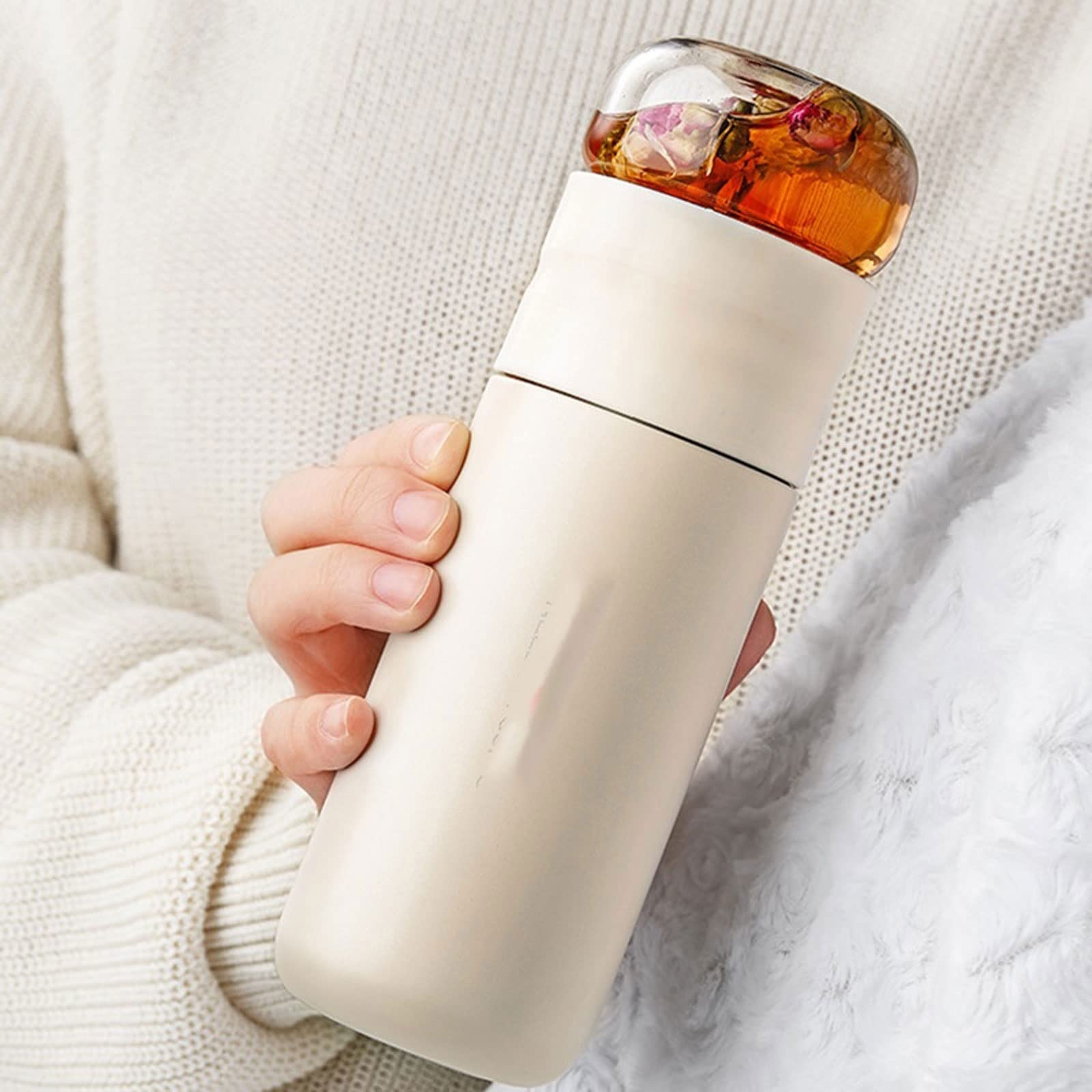 Thermos-Kaffee-Reisebecher, Isolierbecher mit Filter, Edelstahl-Teeflaschenbecher mit Glassieb, trennt Tee und Wasser, 300-ml-Thermos-Isolierflasche, Einweihungsparty