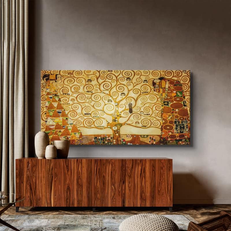 Miniatura 3 de CanvasWAY - Gustav Klimt - Lienzo de reproducción del árbol de la vida, arte de pared, cuadro clásico sobre lienzo de algodón, marco de madera,