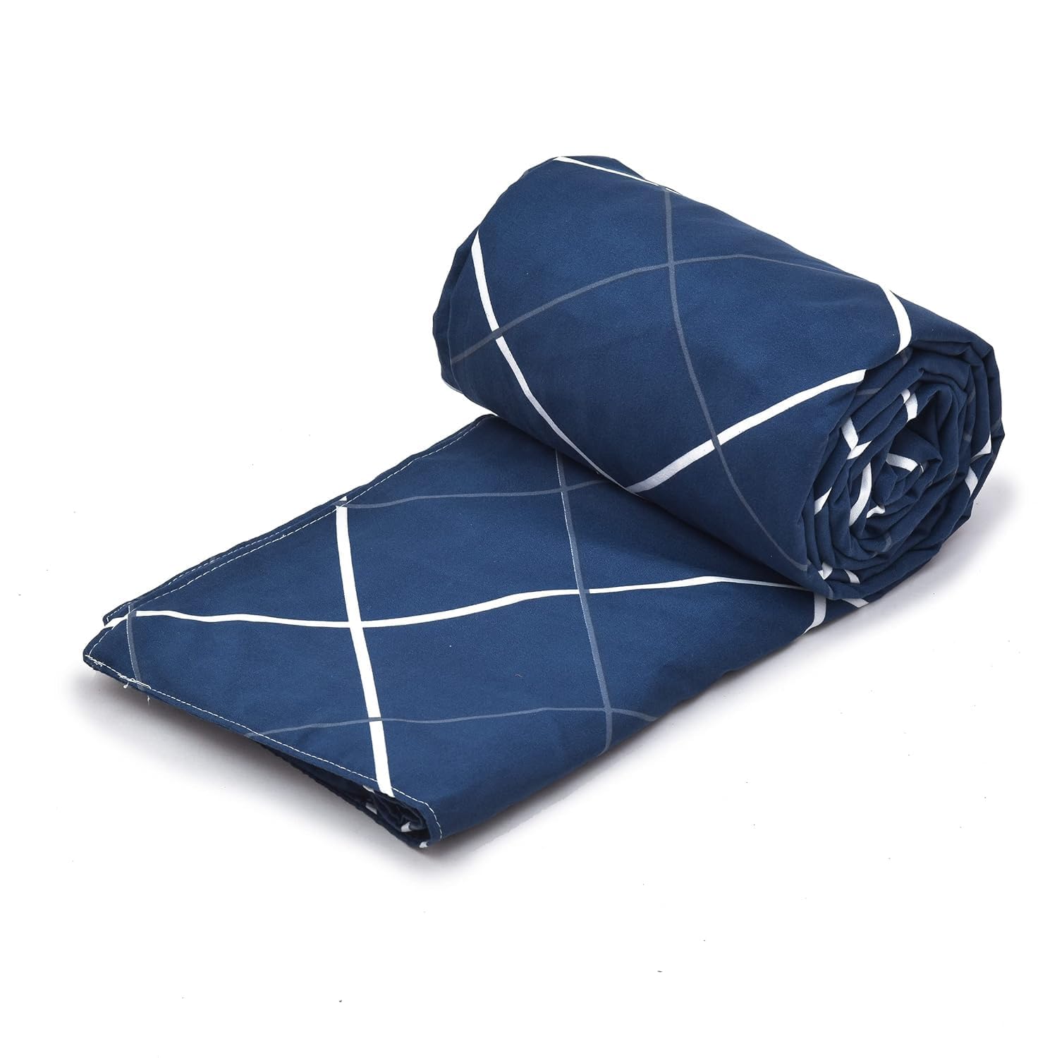 THE HOME STYLE 200TC Soft Glace Cotton King Size Duvet Cover II Razai Cover II Quilt Cover II Dohar for Double Bed with Zipper (90x100 Inch, Navy Blue Lines) 3