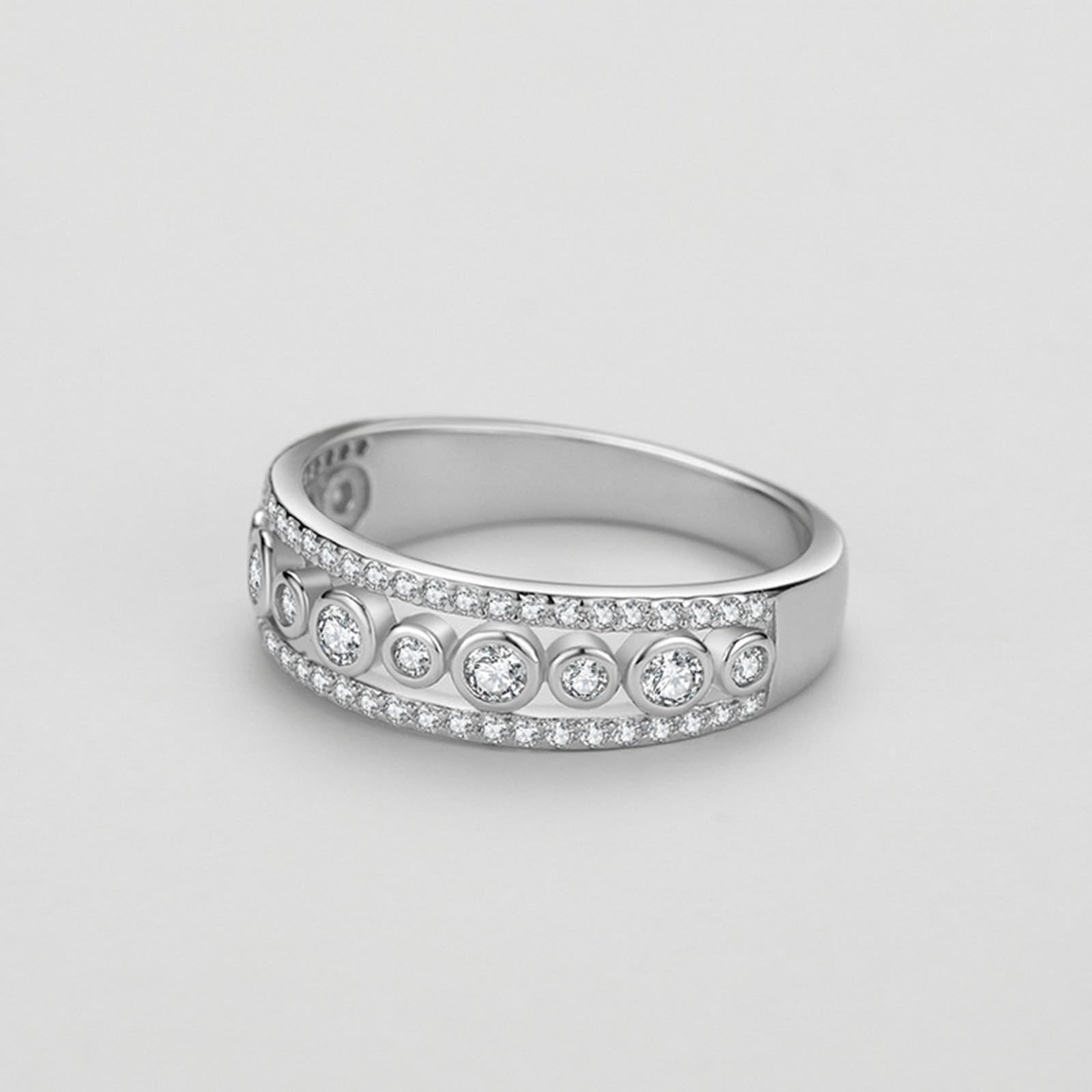 Fidget - Anello da donna in argento sterling 925, con zirconi bianchi, design geometrico, con zirconi, misura 14 (17,2)
