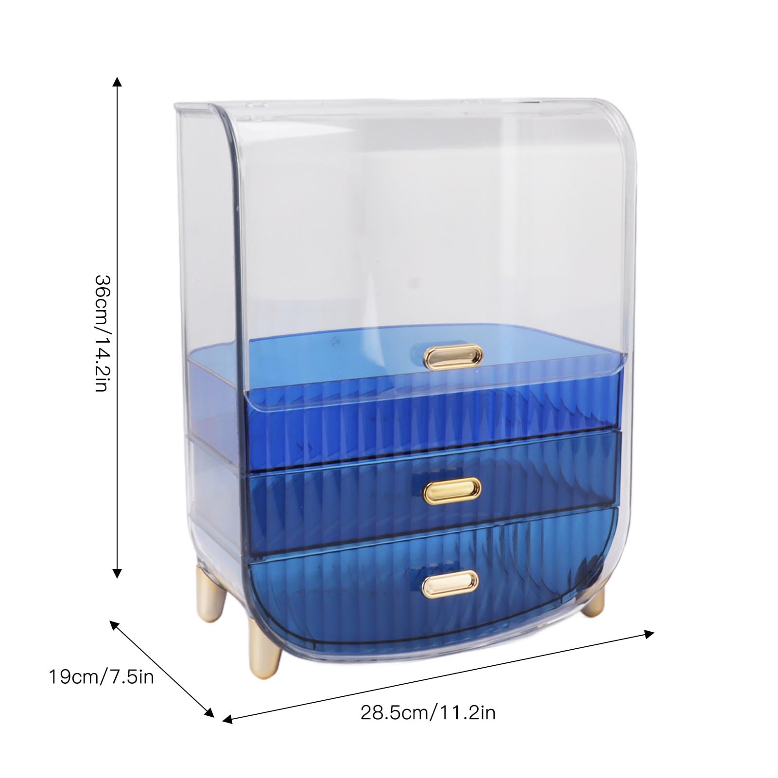 Estuche para Cajones de Cosméticos, Organizador de Belleza Elegante con Gran Capacidad para Tocador de Dormitorio en Casa, Hecho de PET Duradero (BLUE)