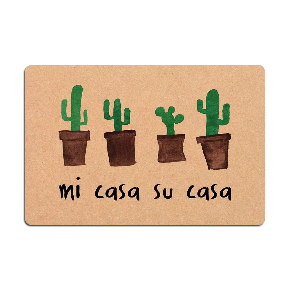 Eureya Cactus Mi Casa Es Su Casa Doormat Entrance Floor Mat Funny Doormat Door Mat Decorative Indoor Outdoor 40X60cm