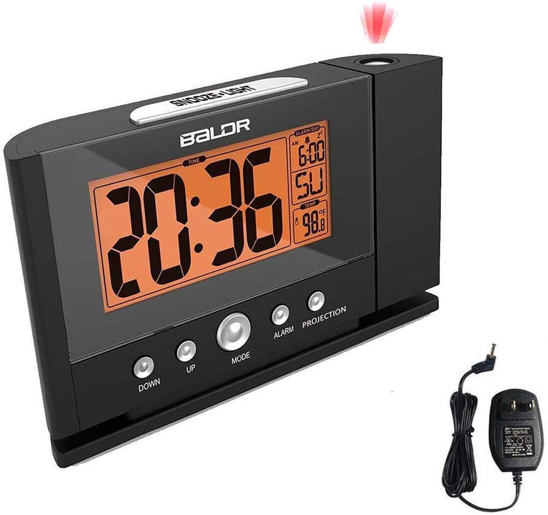 Alarm Clocks Time Projection, New Clock Time on Ceiling Wall for Bedroom Decor, Digital Travel Clock with Colorful Backlight for Kids, Adjustable Brightness & Projector Focus (Rectangle)