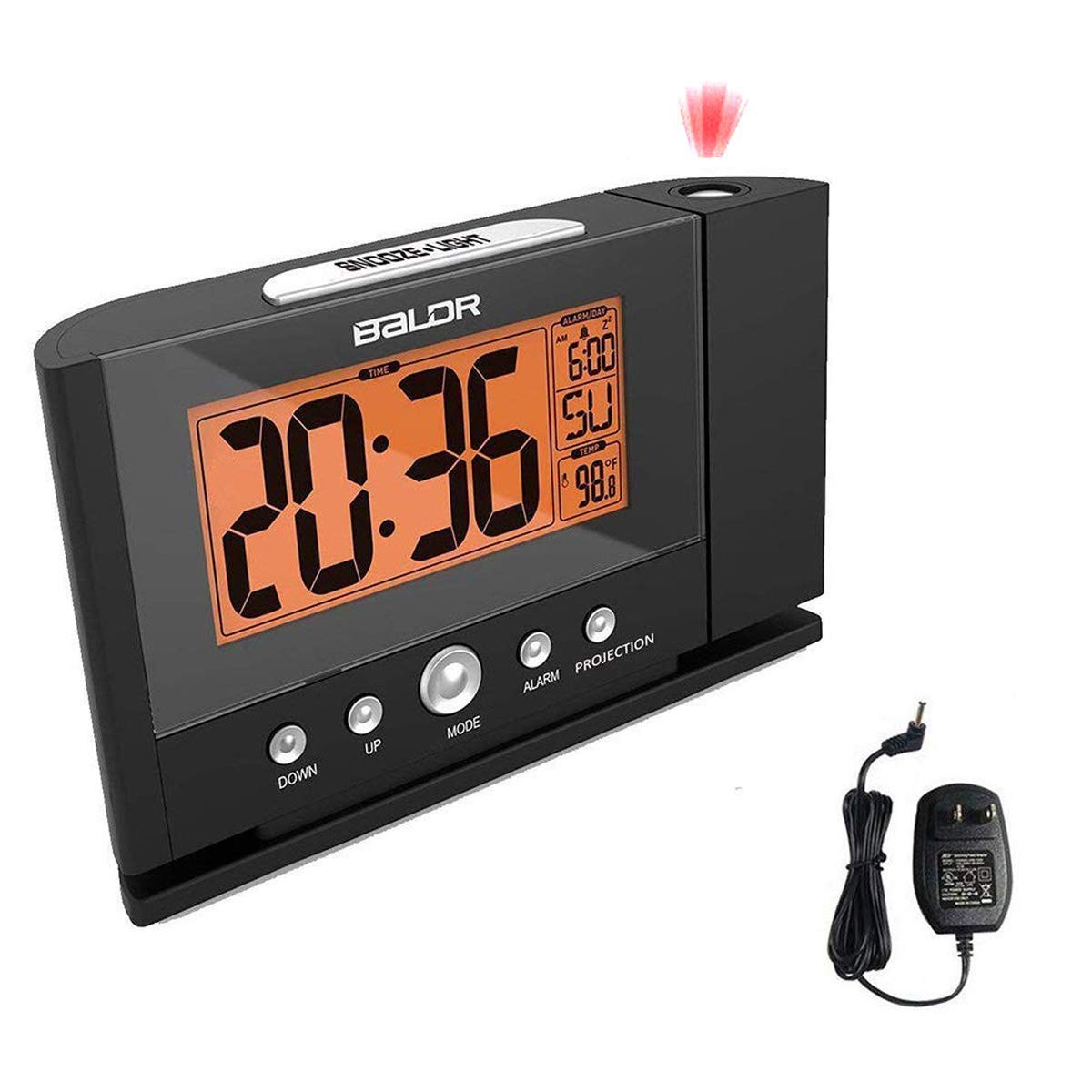 Alarm Clocks Time Projection, New Clock Time on Ceiling Wall for Bedroom Decor, Digital Travel Clock with Colorful Backlight for Kids, Adjustable Brightness & Projector Focus (Rectangle)