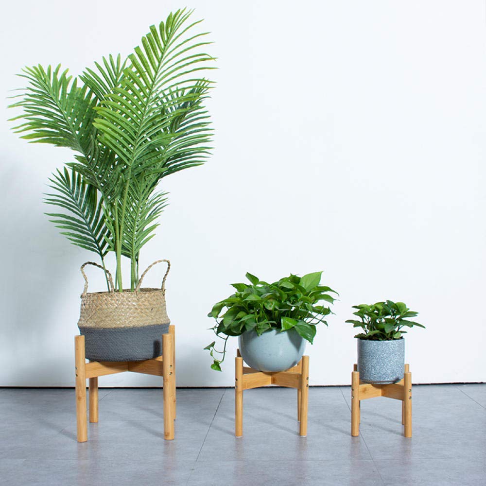 RainbleLand 2 Supporti Per Piante In Bambù - Design Mid-Century, Regolabili, Per Vasi Da 20-30 Cm, Per Interni - 2