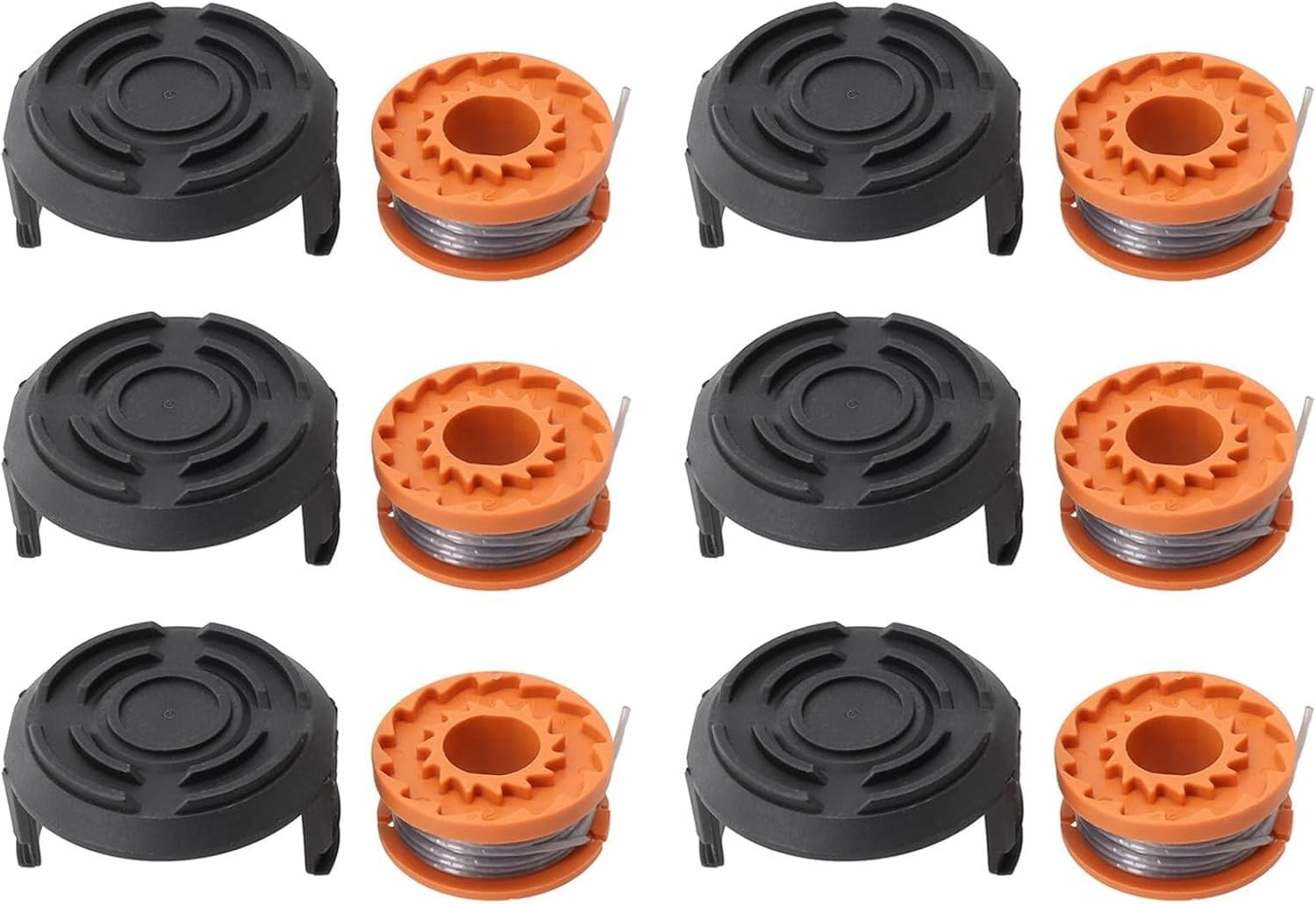YUETTYY Trimmer Replacement Spool Line and Spool Cover for MCGREGOR MCT1825,MCT2X1825 18V Strimmer Trimmer Accessories,2.5m*1.5mm Strimmer Line Spool & Cover (6 Sets)