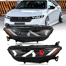 Headlights for 11th Gen Honda Accord LX EX EX-L Sport Sport-L Touring 2023 2024 2025 Frontlight with Blue Animation Sequential Turn Signal Front Head LampRed Eye, A Pair