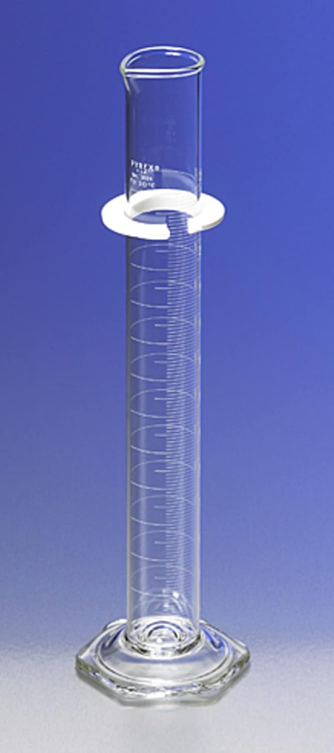 Corning Pyrex Borosilicate Glass Single Metric Scale Graduated TD Cylinder with Spout, 100ml Capacity, 29mm OD x 254mm Height (Case of 12)