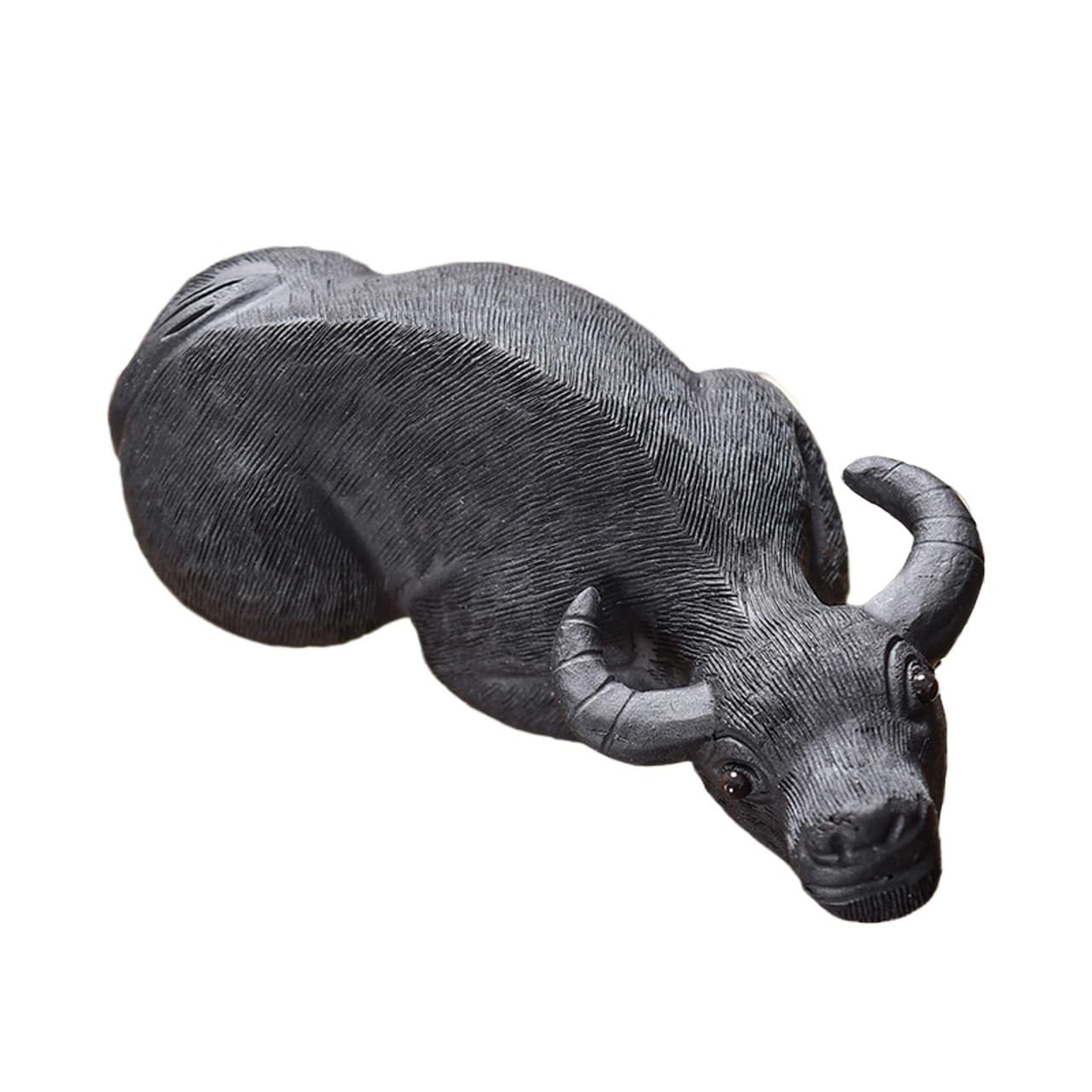 figurki zwierzątek， Zabawna figurka Buffalo Purple Clay Tea Pet Cattle Ornament, zestaw do herbaty, akcesoria do dekoracji stołu(A)