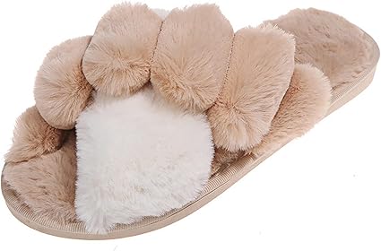 Amazon.co.jp: Women Winterhouse Fuzzy Slippers Flippy Fax Fur Home Slide  Flat Fashion Indoor Floor Shoes Ladies Flip Flops (Color : Brown, Size :  25) : Clothing, Shoes u0026 Jewelry