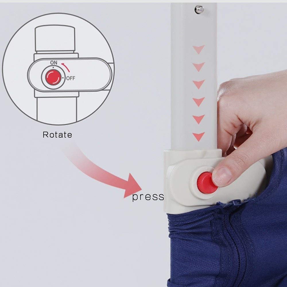 Sponda di Sicurezza per Letto, sponda di Sicurezza per Letto Regolabile con Sollevamento Verticale Portatile, Lunetta Universale anticaduta per Comodino, Grigio, 2 m