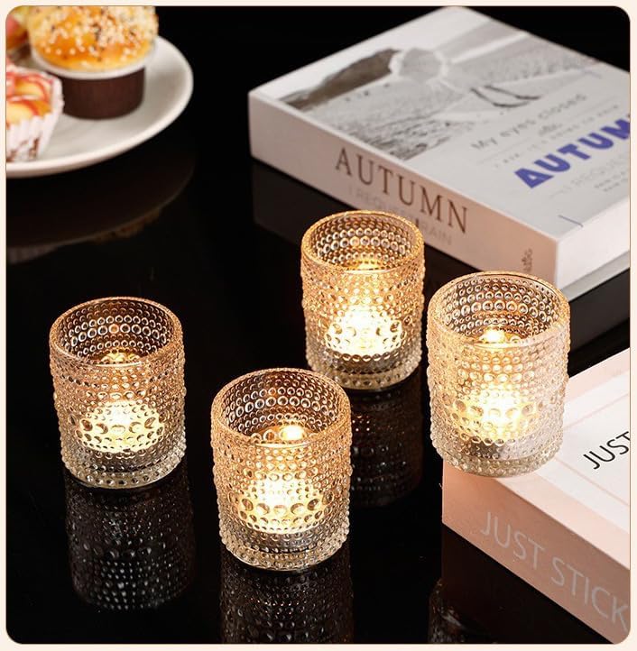 25 Pack Vintage Votive Candle Holders, Clear Glass Candle Holder for Birthday Shower Wedding Christmas Candle, Tea Light Candles Holder for Home Table Centerpieces Decor