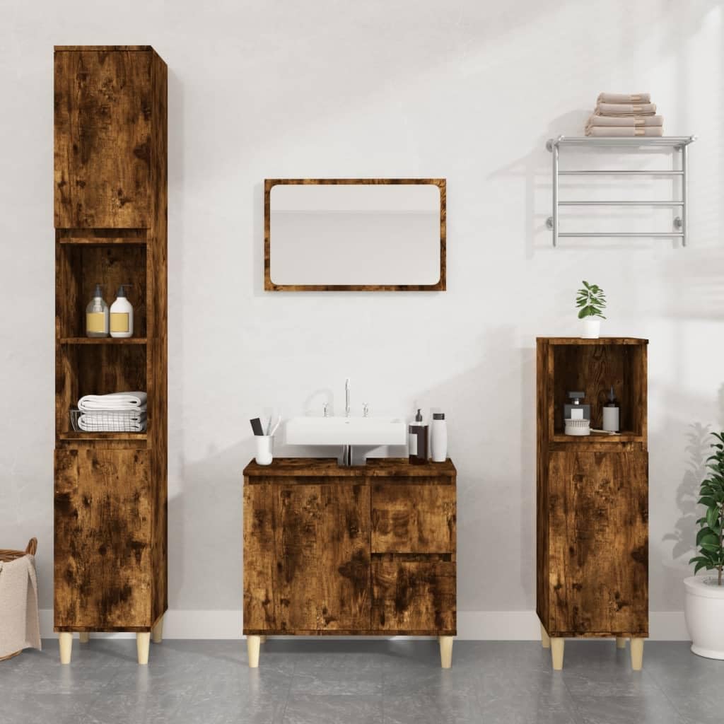Mobile Colonna Bagno Rovere Fumo 30x30x190 cm