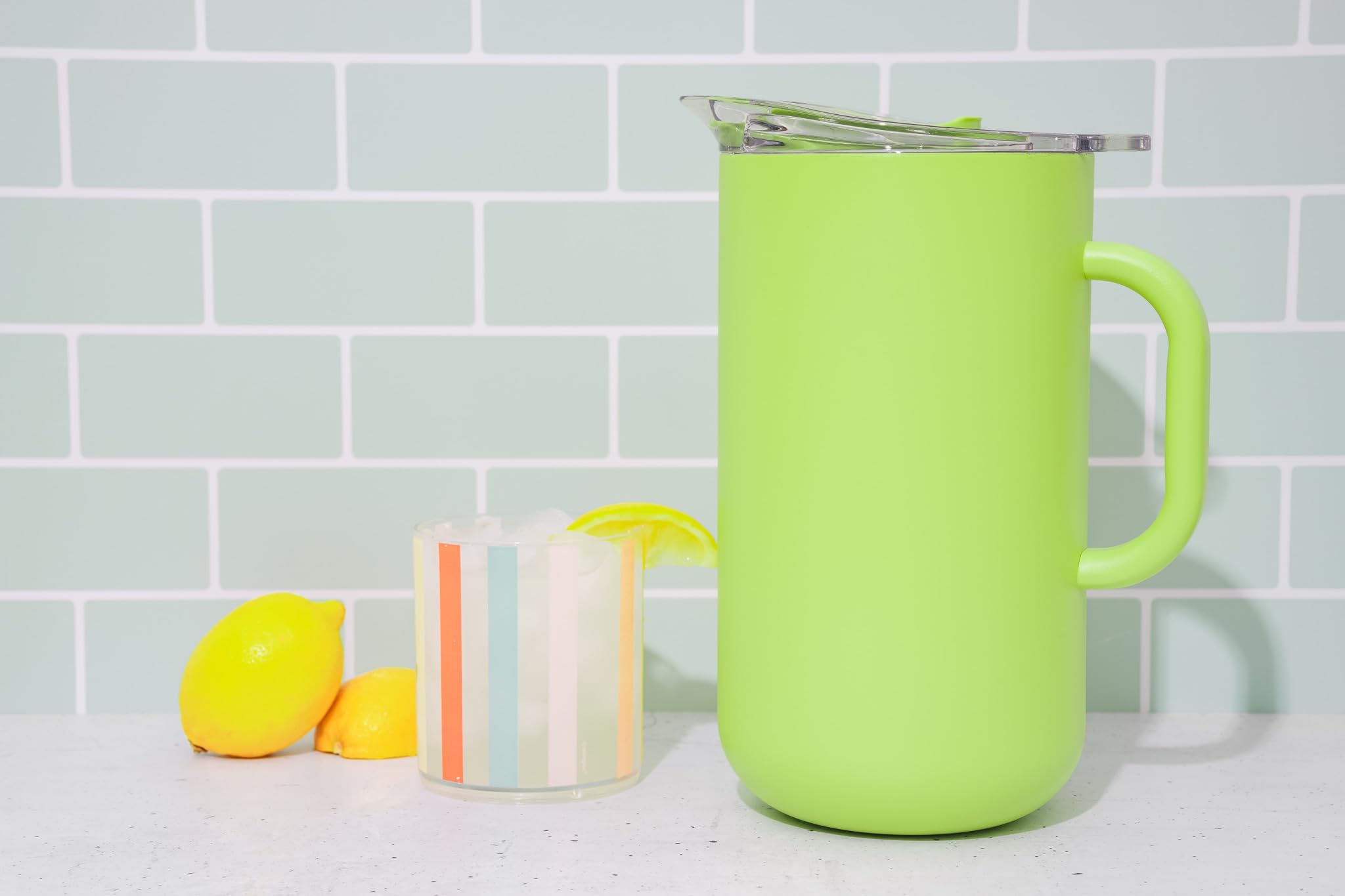 Served Vacuum Insulated Stainless Steel Pitcher with Lid (2L). Keep Drinks Cold for Hours in Insulated Pitcher that is Double-Walled, Copper-Lined, and Vacuum-Sealed with Leak-Proof Lid.