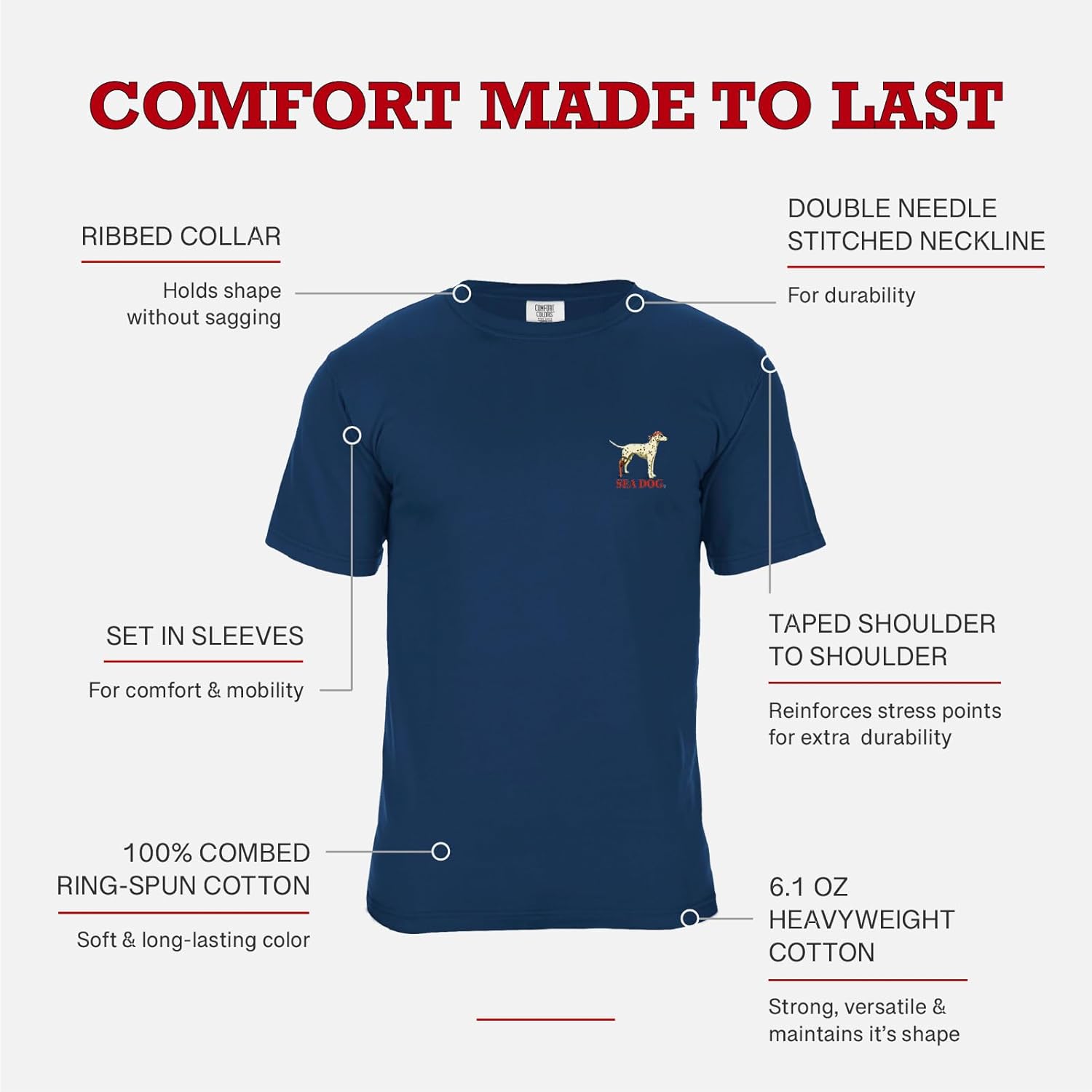 SEA DOG America’s 250th Anniversary Freedom Patriotic Graphic T-Shirt, 100% Ringspun Cotton, Relaxed Fit, Printed in USA