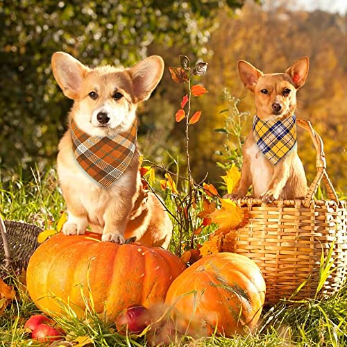 Yujun 2 Pack Fall Pet Dog Bandana Thanksgiving Autumn Plaid Double Layer Fabric Reversible Triangle Bibs Scarf Pet Accessories For Thanksgiving Fall Small To Medium Pet Costume Supply (Classic Style) #TOP3