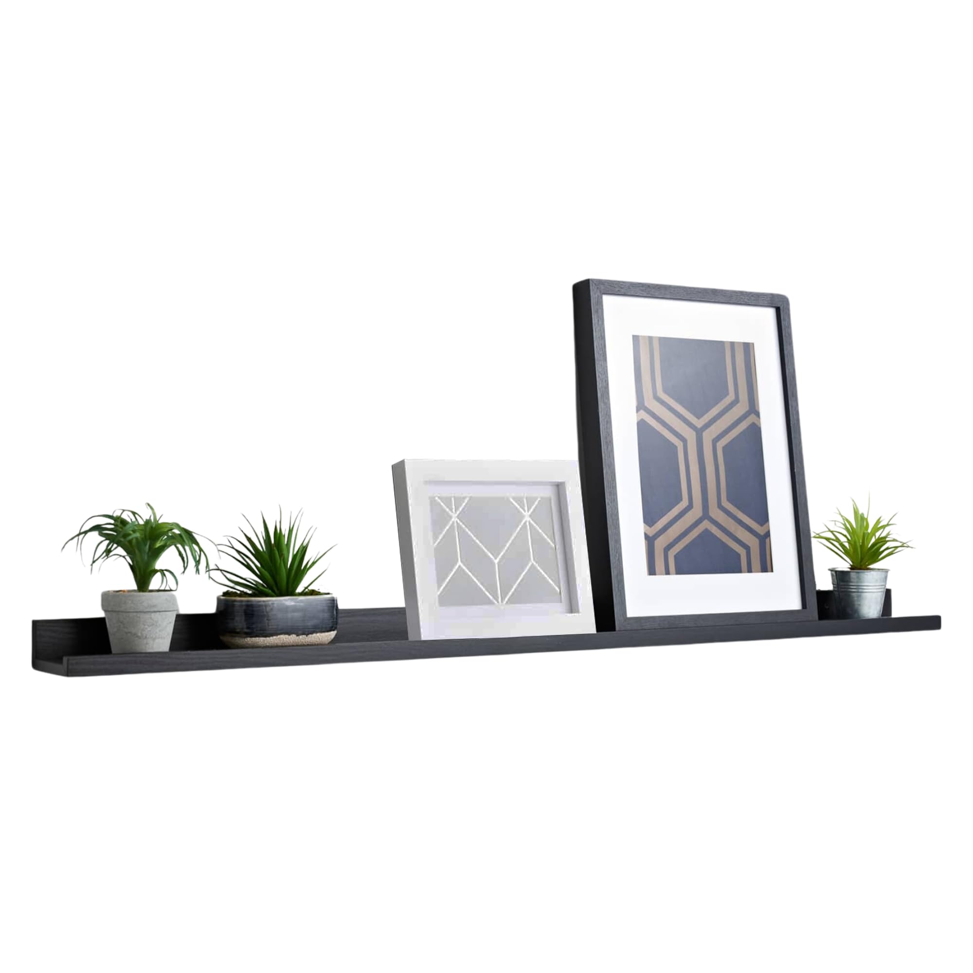 JYZ Stylish Black Floating Wall Photo Shelf 120cm, Modern Picture Ledge for Home Décor, Waterproof Wall Storage Shelves with Lip, Durable Floating Wall Shelf for Living Room, Bedroom, Kitchen, Office
