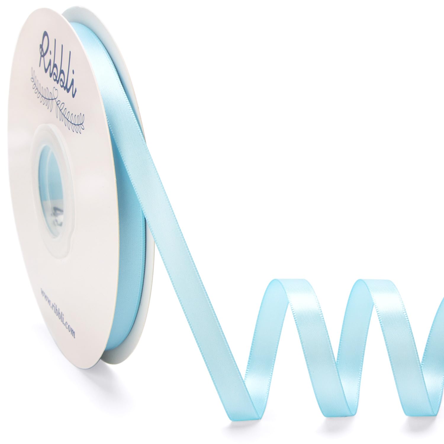 Amazon.com: Ribbli Light Blue Satin Ribbon Double Faced Satin 3/8 Inch ...