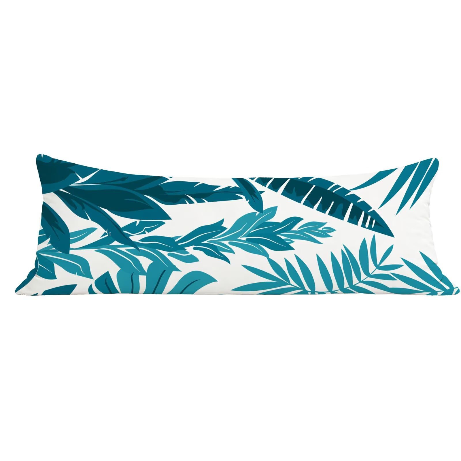 Funda de Almohada 60 x 180 cm Azul Verdoso Protector Almohada 180 cm con Cremallera Invisible, Lino Durable y Transpirable Pillow Case Árbol Impresión a Doble Cara para Cama, Sofá y Dormitorio dg-638