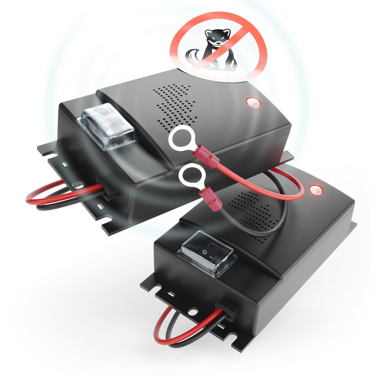 greate 2X Marderschreck Auto mit 12V Batterieanschluss - Maderschrecker Auto für Motorraum inkl. Montagematerial - Ultraschall Marderabwehr, Marderschutz, Marder Vertreiben