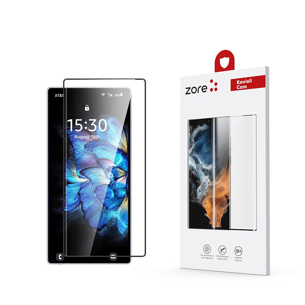 Zore Galaxy ile uyumlu S25 Ultra Etnaa Cam Ekran Koruyucu Siyah