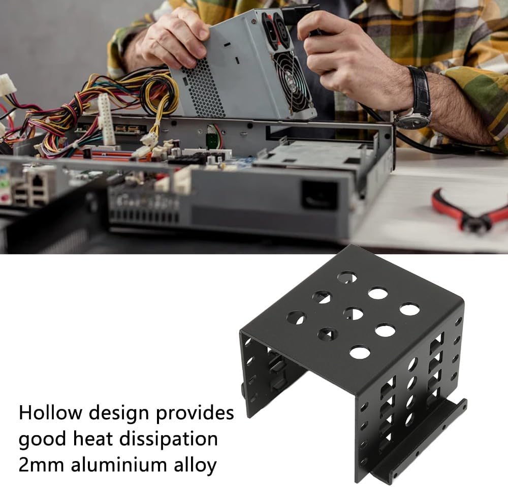 2.5in HDD Mounting Rack 4 Bay - Aluminum Alloy Hard Drive Cage for SATAs & SSD, Hollow Design for Heat Dissipation, Includes 20 Screws