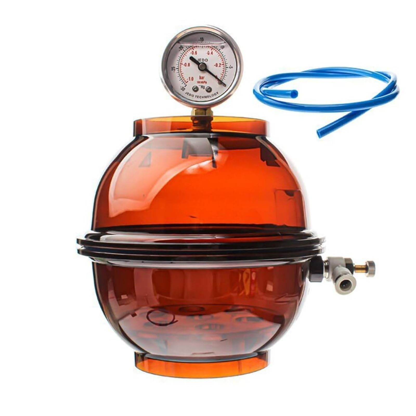 Desecador de vacío de policarbonato: desecadores de vidrio de laboratorio, secador de vacío de laboratorio con manómetro y válvula única for uso en laboratorio, diámetro 150 mm, marrón