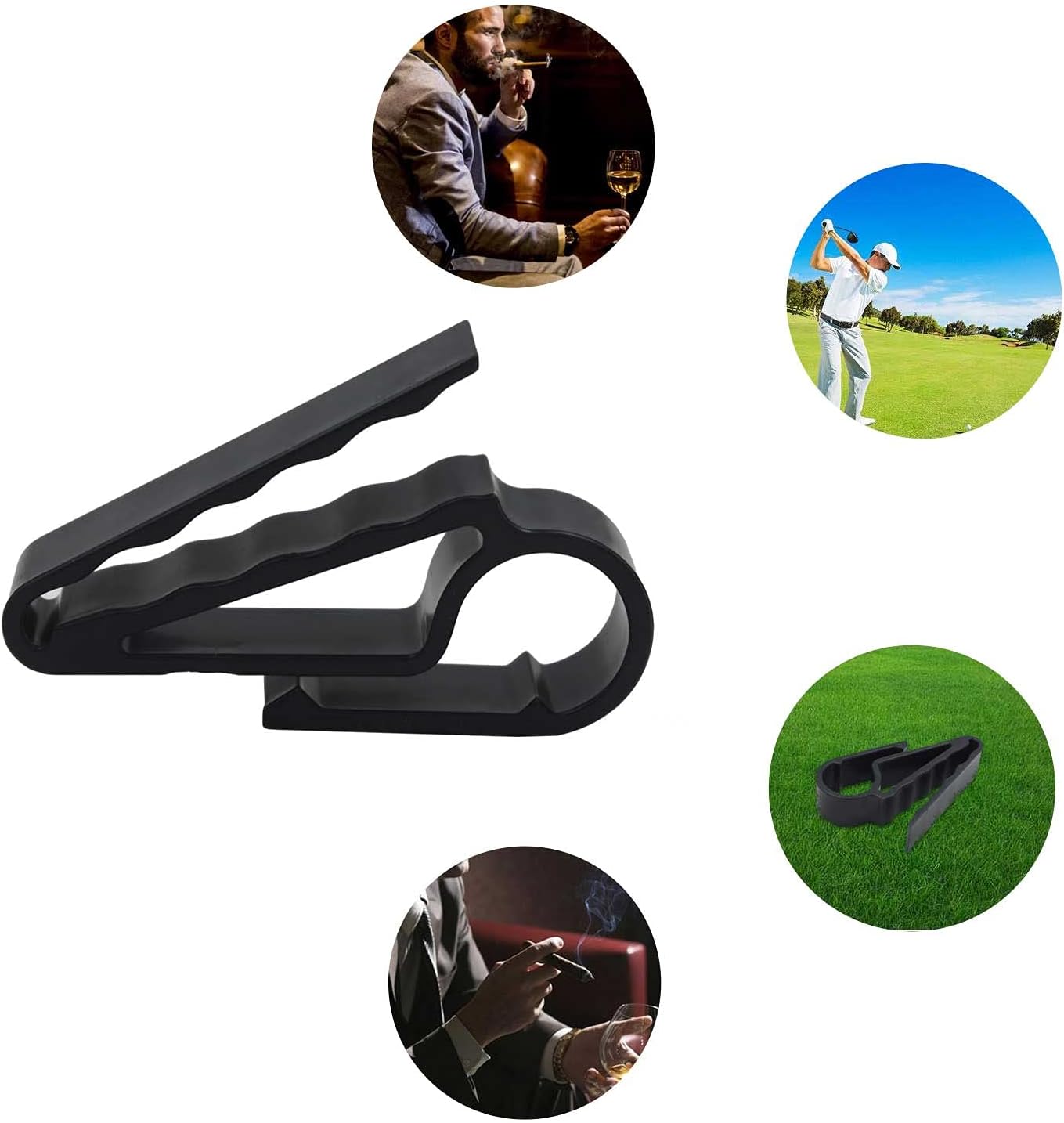 2 Pack Cigar Holder Golf Cart Cigar Minder Clamp Smoking Products for Golfers, Boat, Motorcycle, BBQ Grill, Lawn Furniture